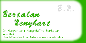 bertalan menyhart business card